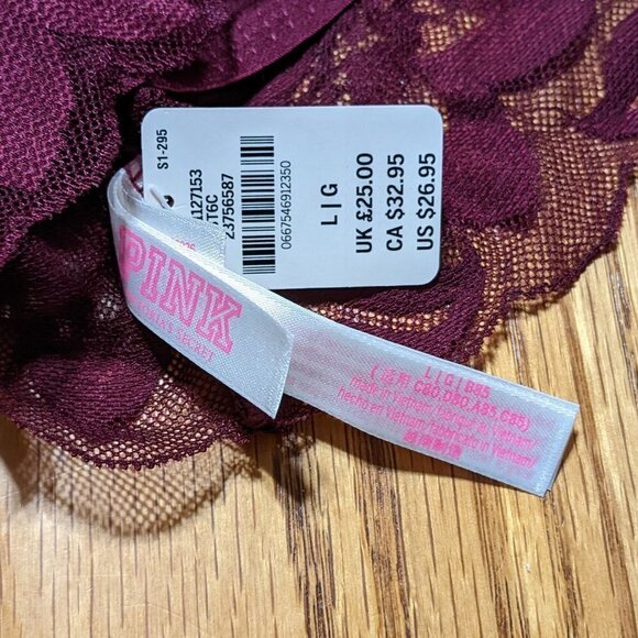 🧡 PINK Victoria's Secret Lightly Lined Bralette in Plum/Wine - Picture 3 of 4
